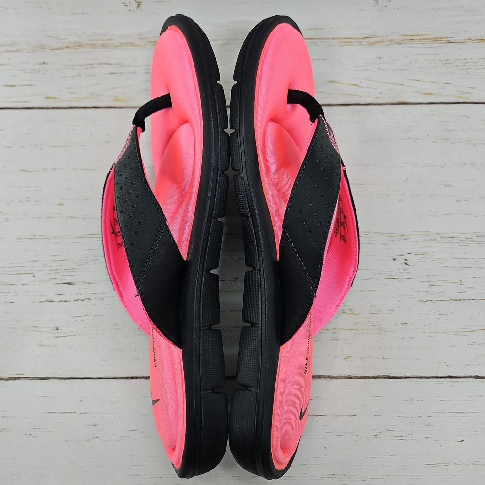 Nike Comfort Footbed Womens Size 10 Black Pink Thong Flip Flops Sandals - Picture 5 of 10
